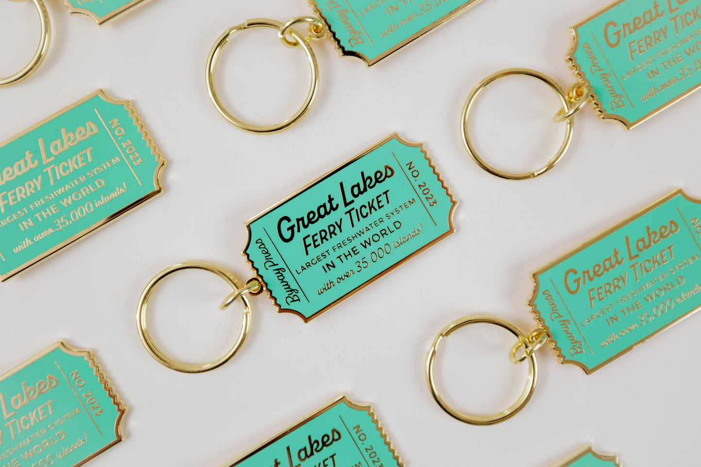 Great Lakes Ferry Ticket Enamel Keychain
