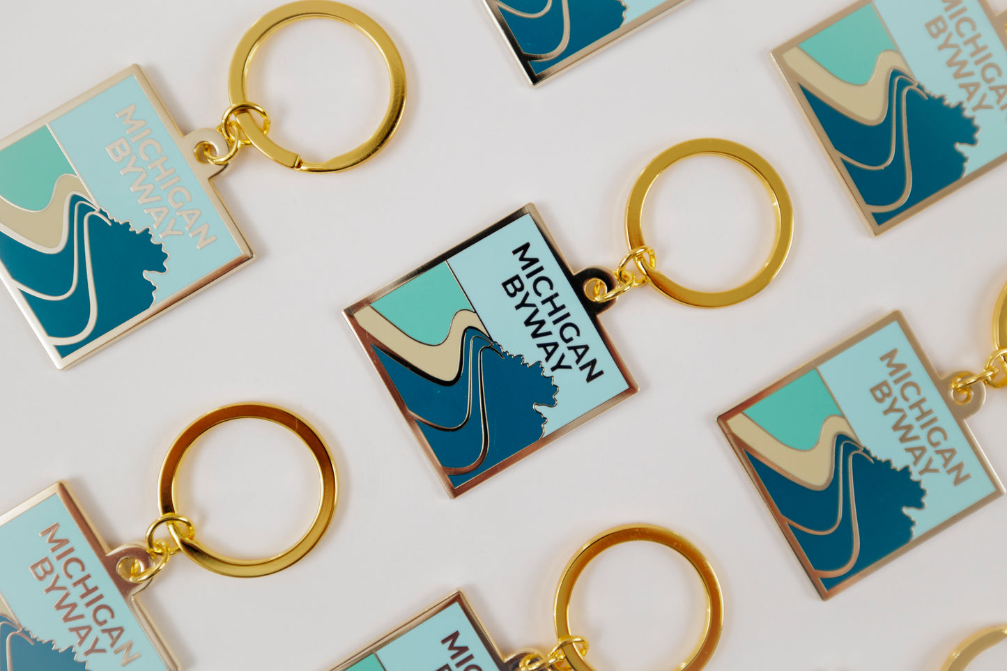 Michigan Byway Enamel Keychain