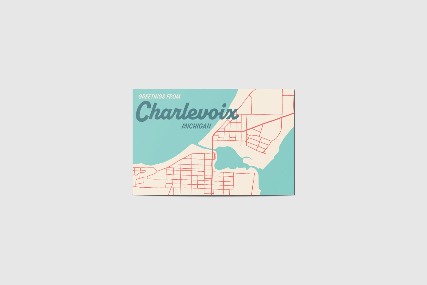 Charlevoix Map Travel Postcard
