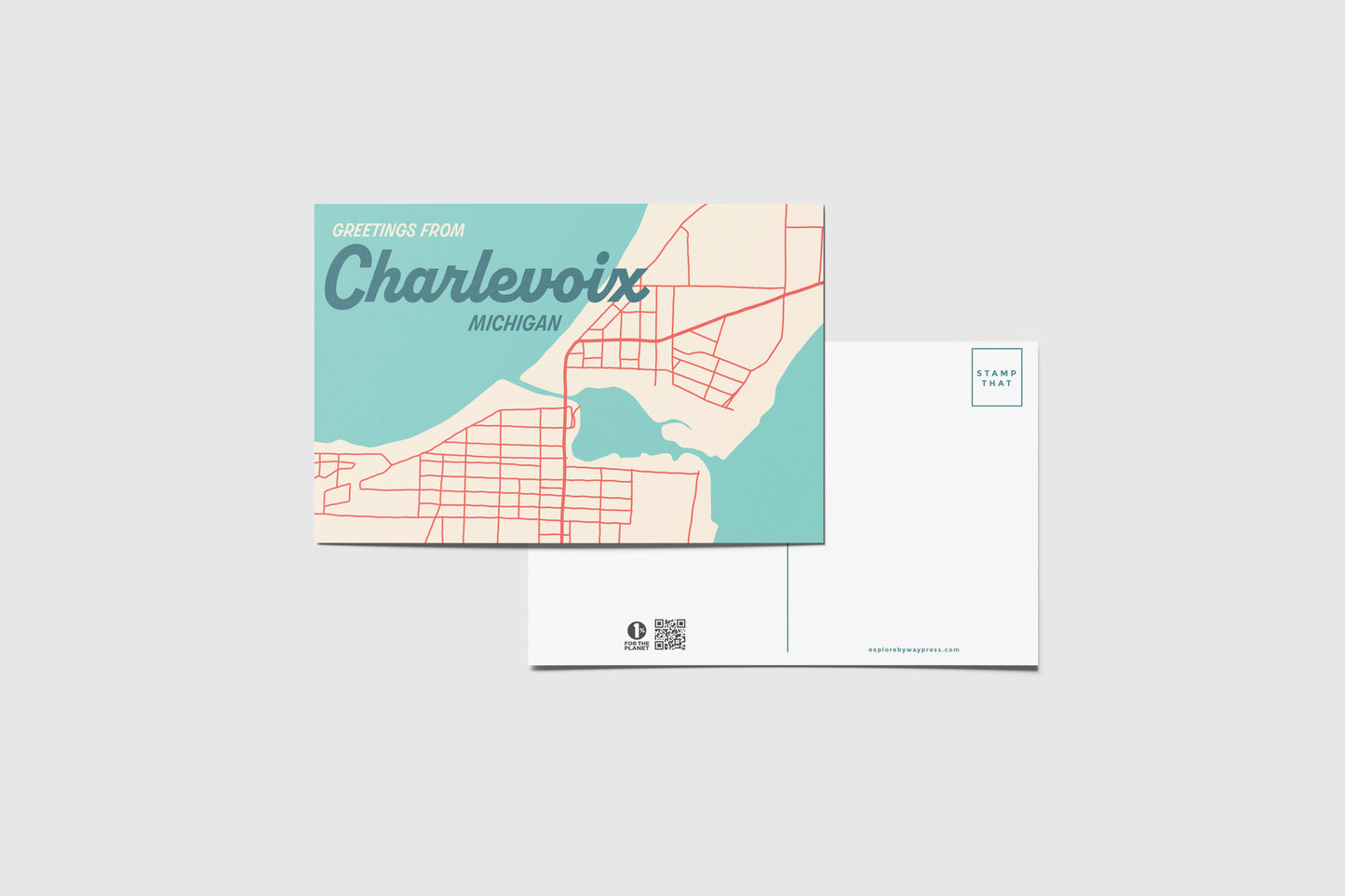 Charlevoix Map Travel Postcard