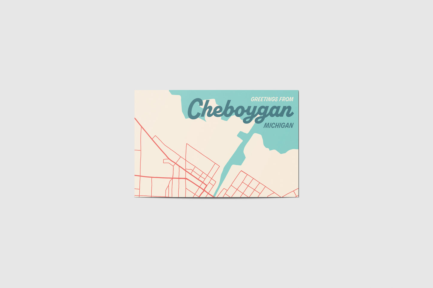 Cheboygan Map Travel Postcard
