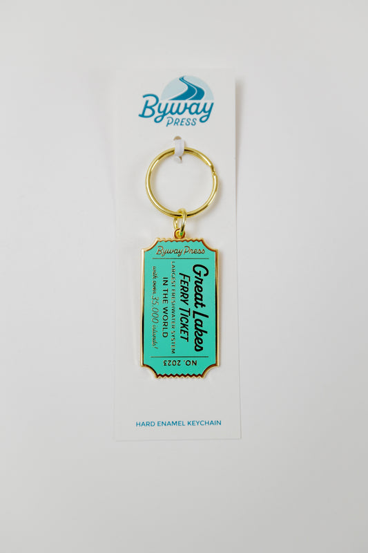 Great Lakes Ferry Ticket Enamel Keychain