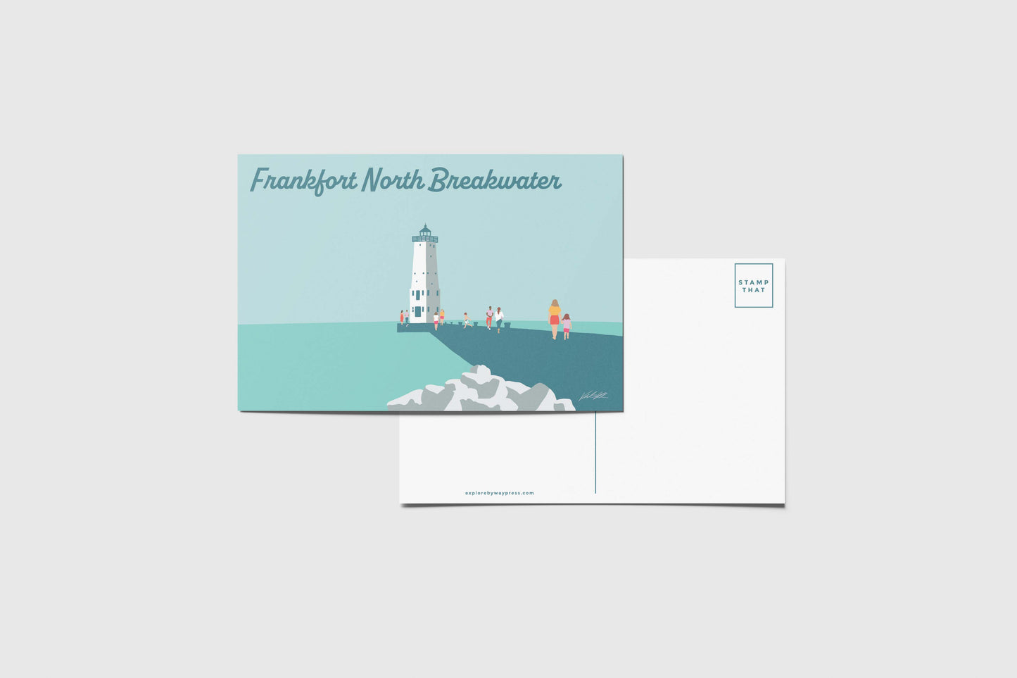 Frankfort North Breakwater Lighthouse Travel Postcard