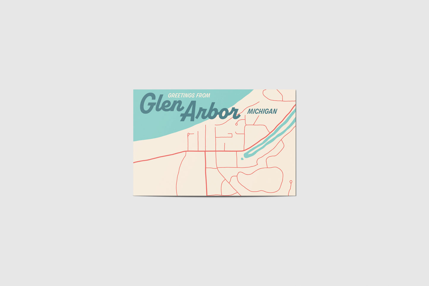 Glen Arbor Map Travel Postcard