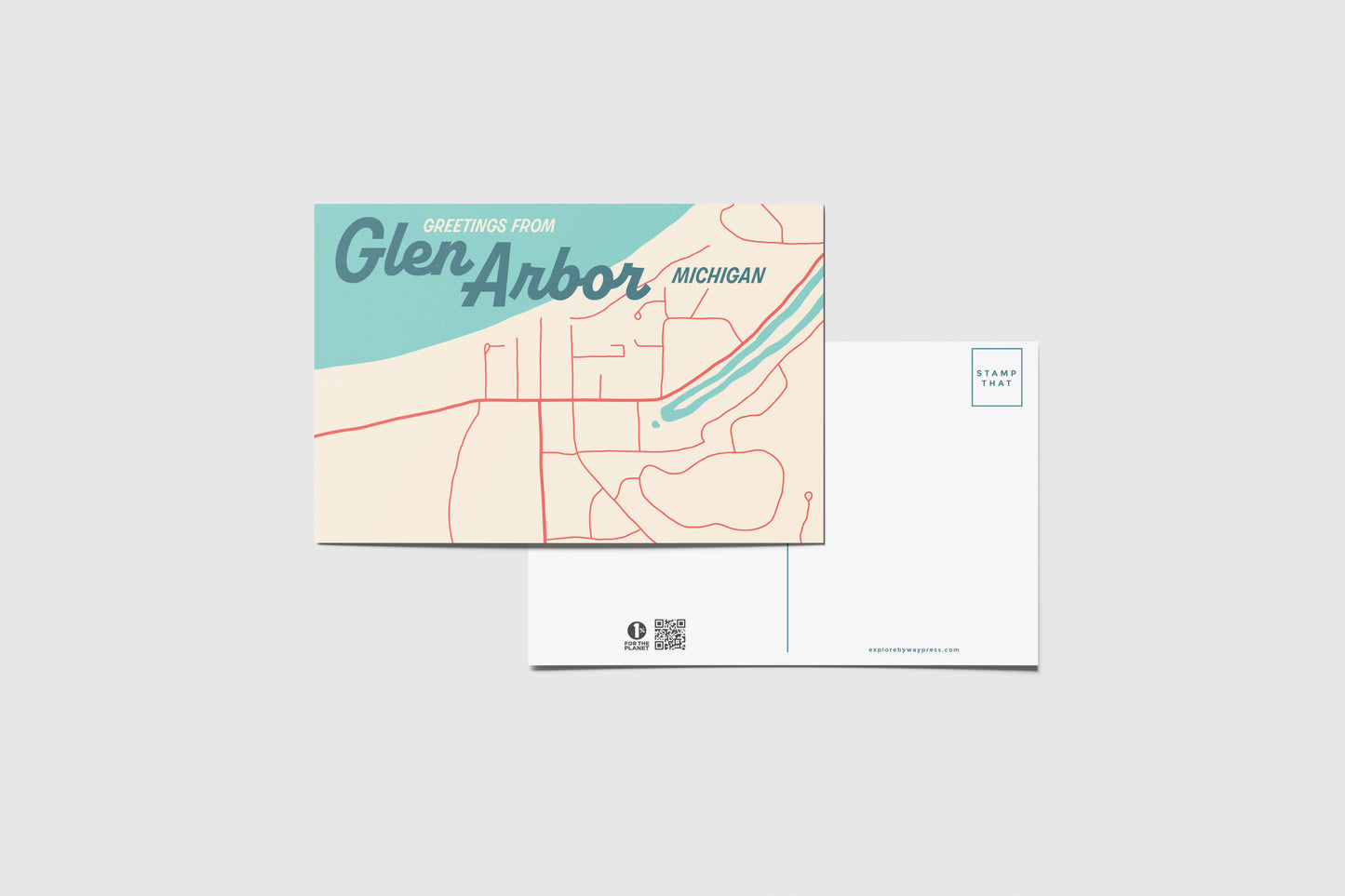 Glen Arbor Map Travel Postcard
