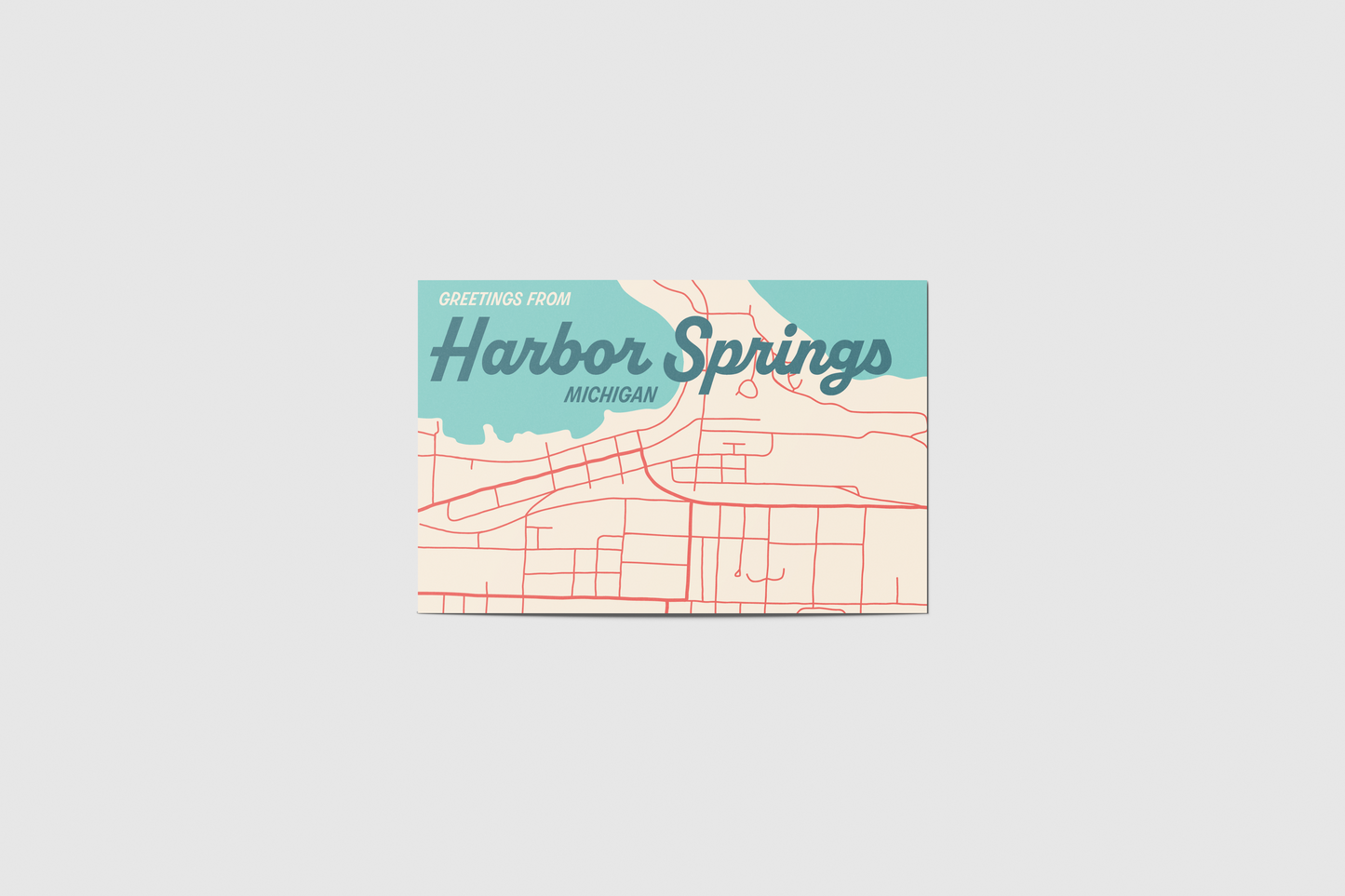 Harbor Springs Map Travel Postcard