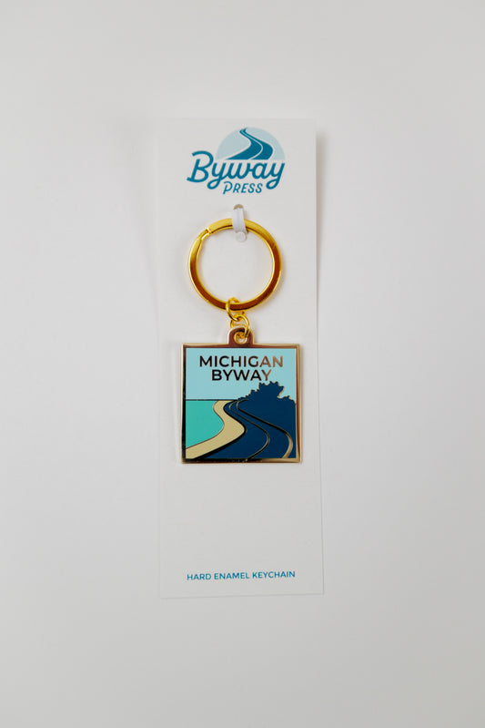 Michigan Byway Enamel Keychain