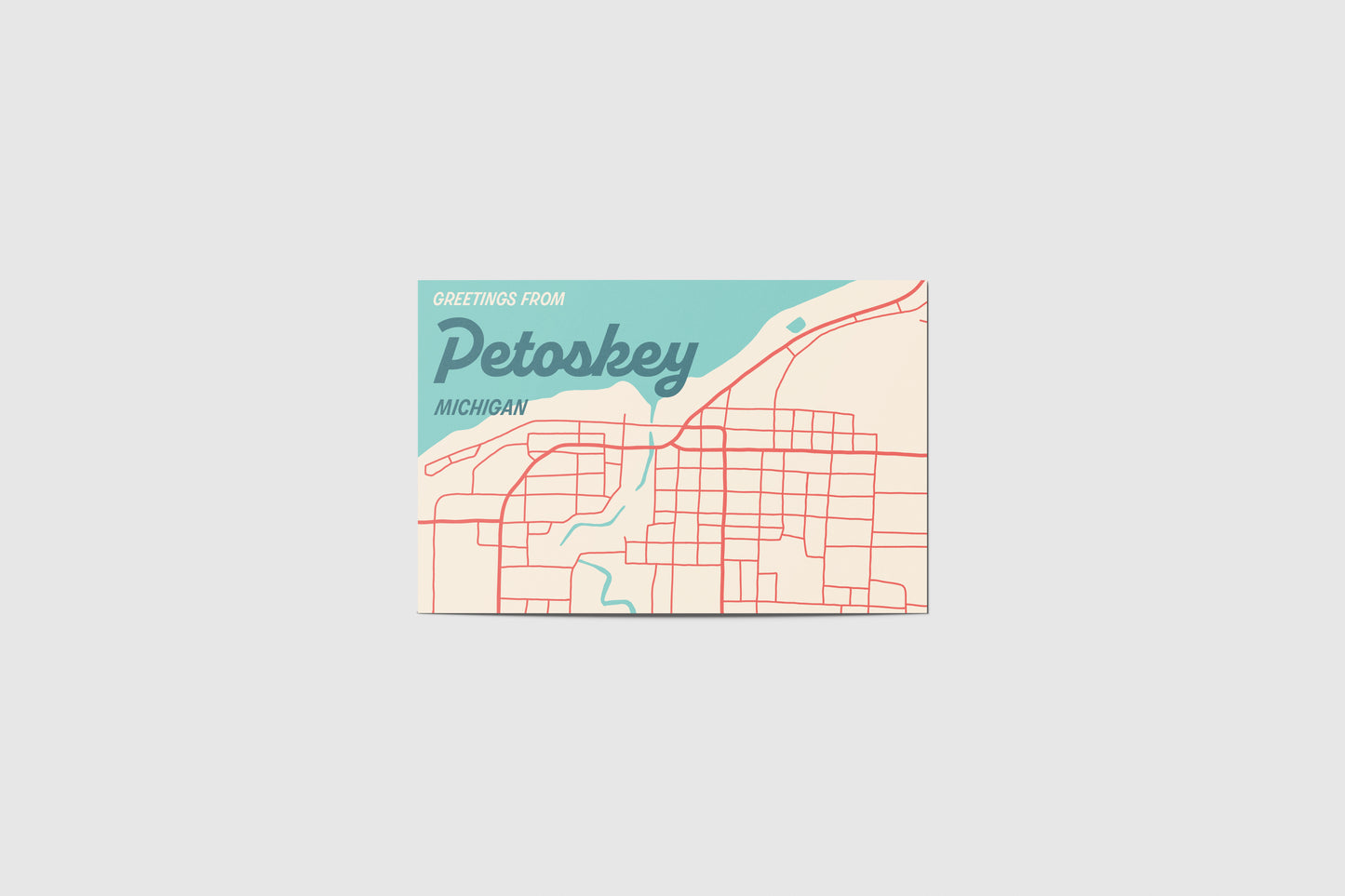 Petoskey Map Travel Postcard