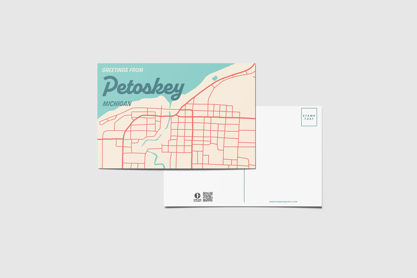 Petoskey Map Travel Postcard