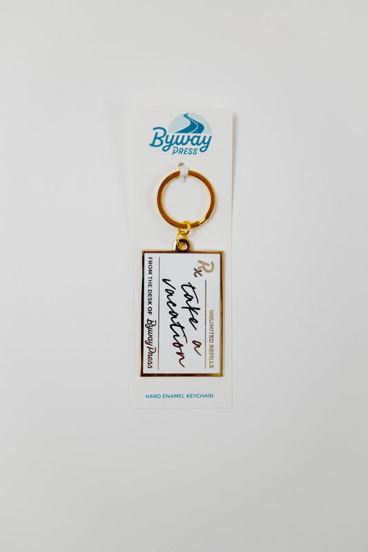 Prescription Vacation Enamel Keychain