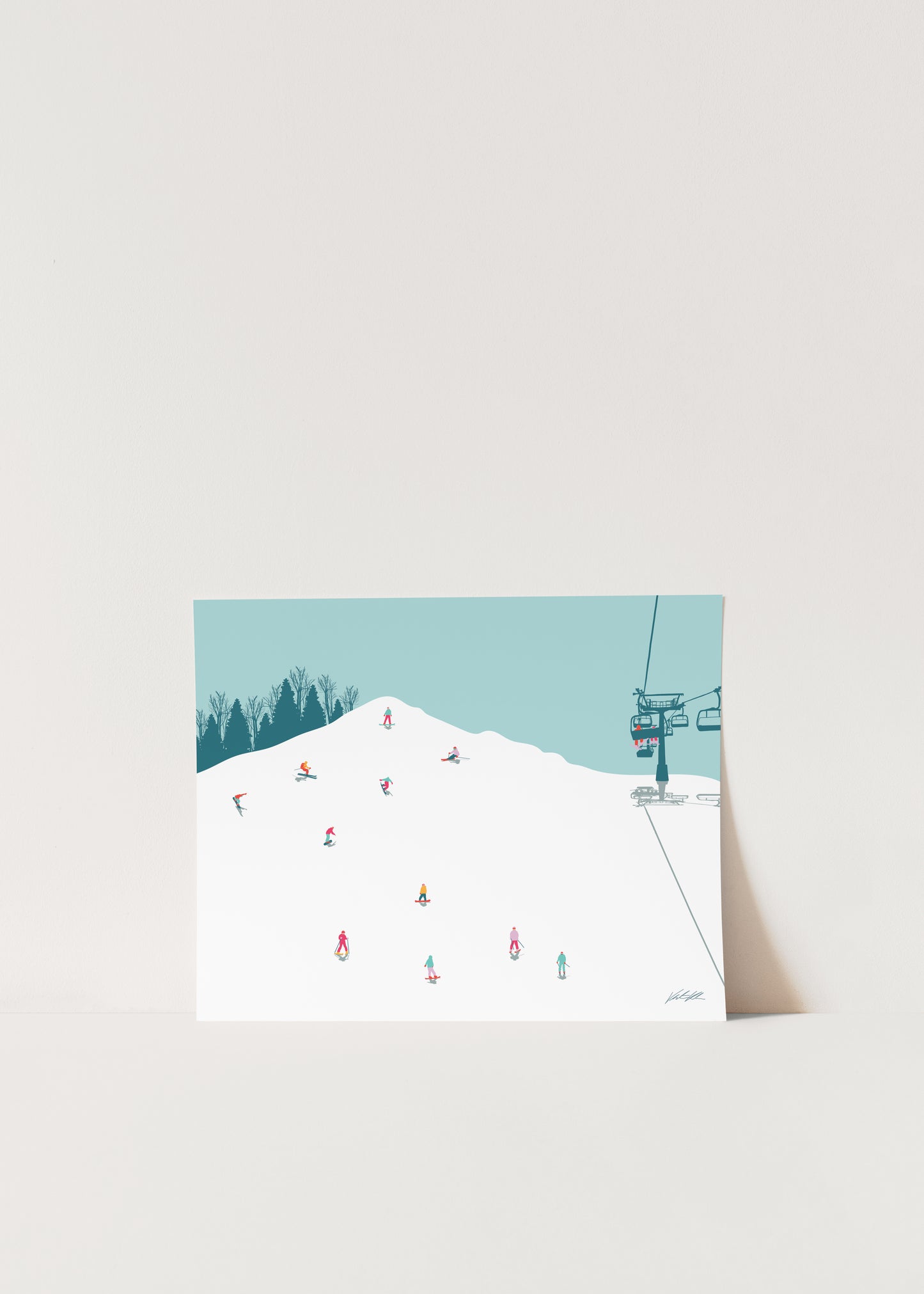 Slope Season Ski Lift Seasonal Print 8x10