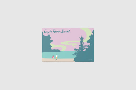 Eagle River Beach Northern Lights Travel Postcard