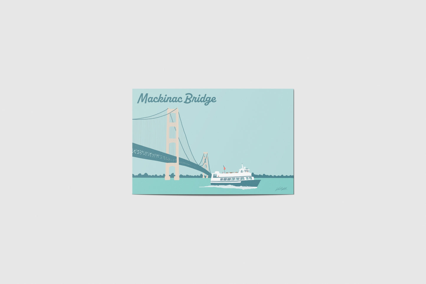 Mackinac Bridge Travel Postcard