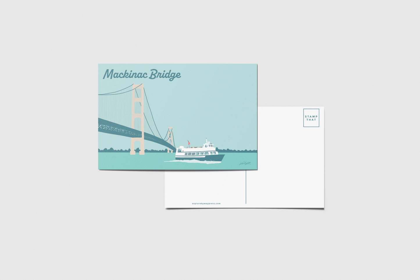 Mackinac Bridge Travel Postcard