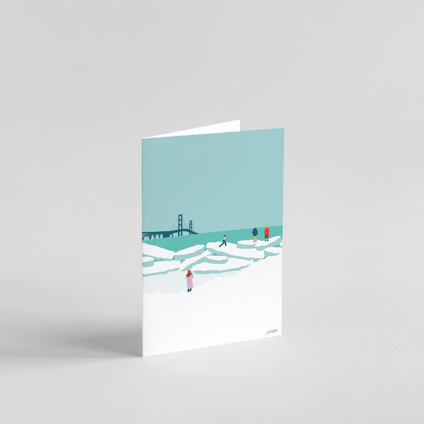 Mackinac Bridge Blue Ice Greeting Card