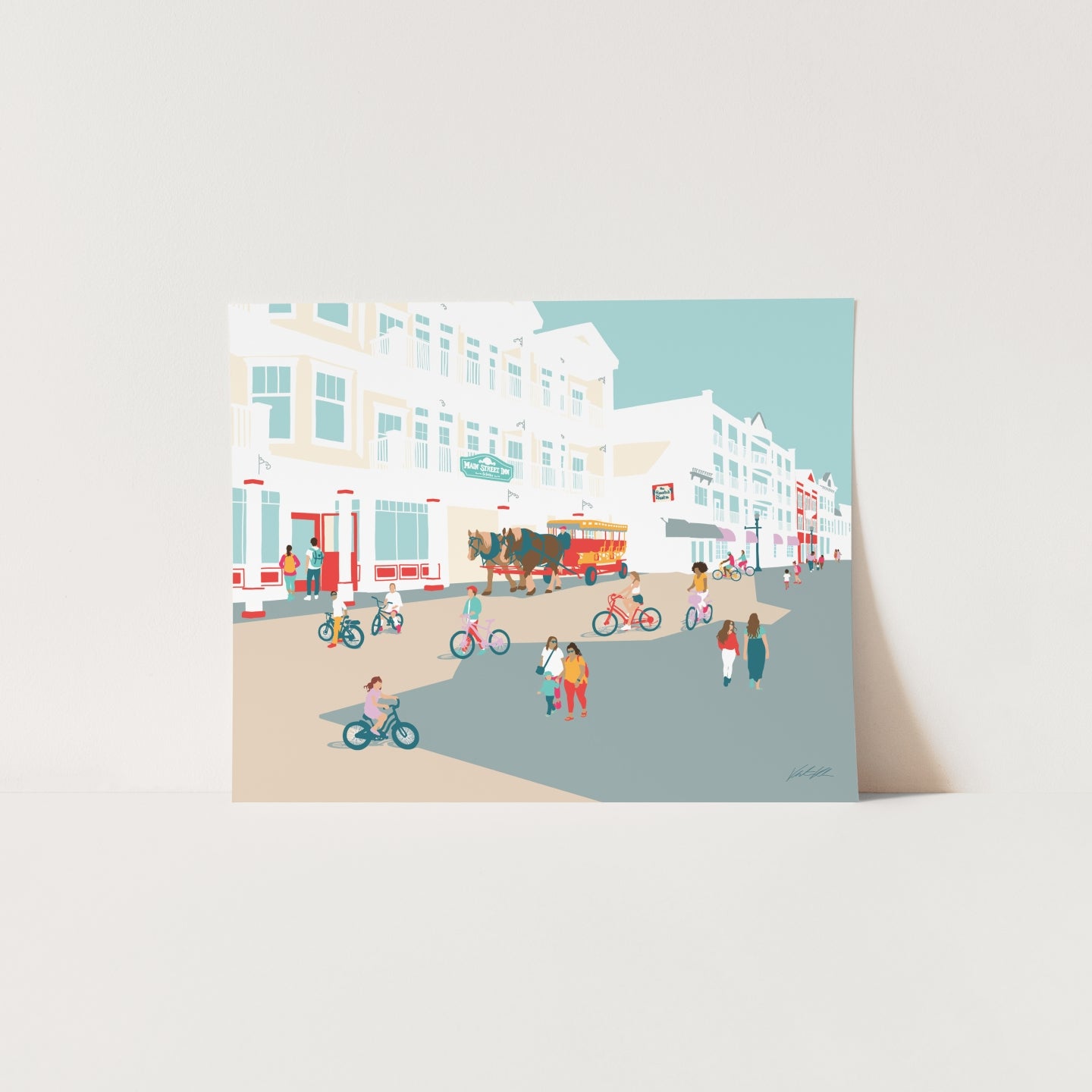 Mackinac Island Main Street Travel Print 8x10