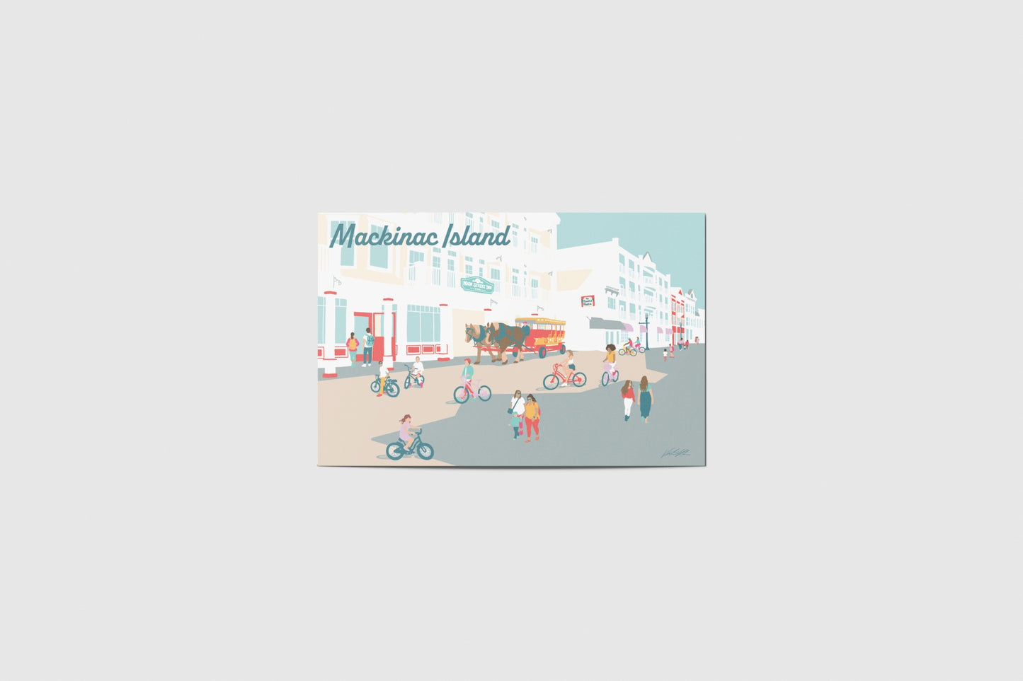 Mackinac Island Main Street Travel Postcard