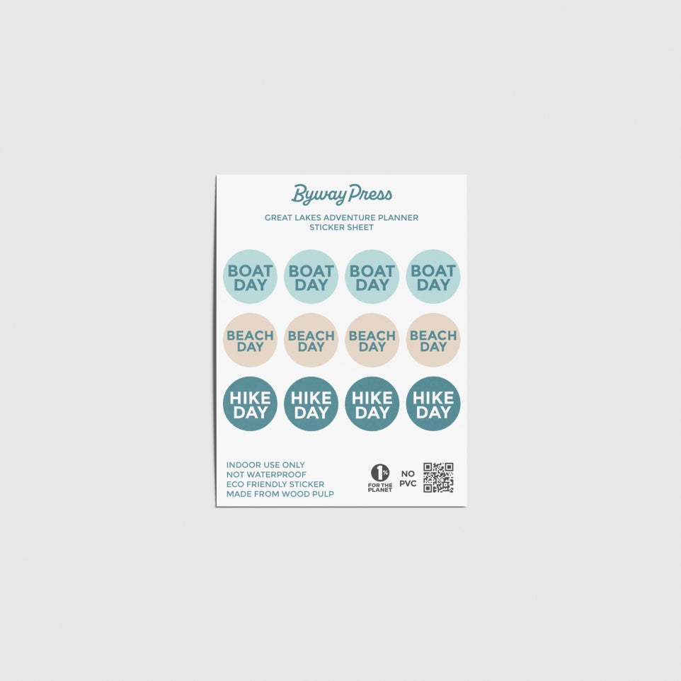 Boat Beach Hike Planner Sticker Sheet