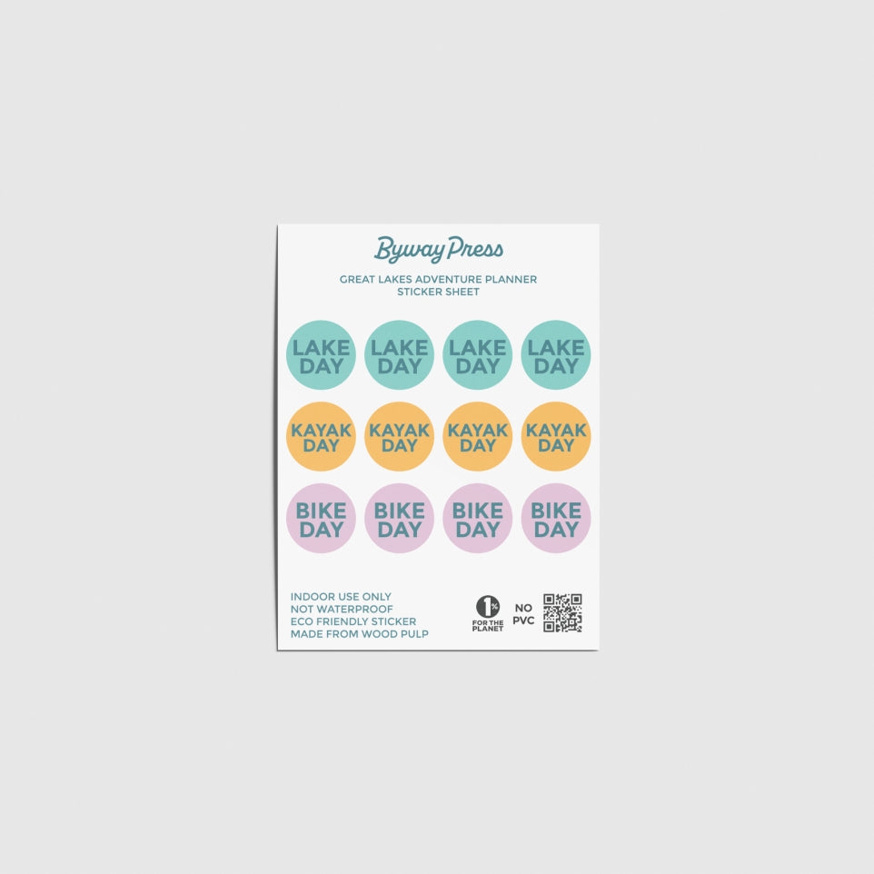 Lake Kayak Bike Planner Sticker Sheet