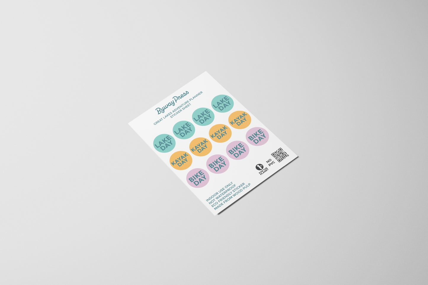 Lake Kayak Bike Planner Sticker Sheet