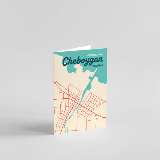 Cheboygan Map Greeting Card