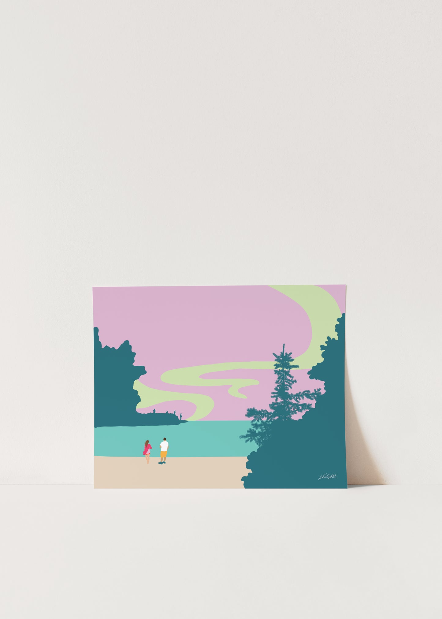 Eagle River Beach Northern Lights Travel Print 8x10