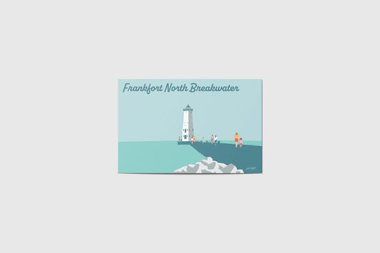 Frankfort North Breakwater Lighthouse Travel Postcard