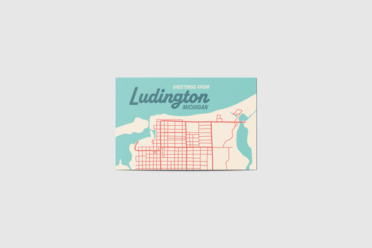 Ludington Map Travel Postcard