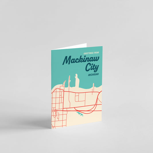 Mackinaw City Map Greeting Card