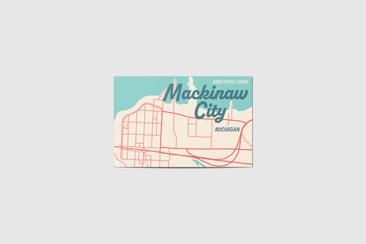 Mackinaw City Map Travel Postcard