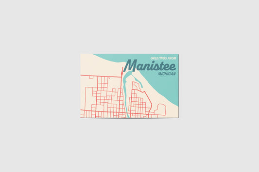 Manistee Map Travel Postcard