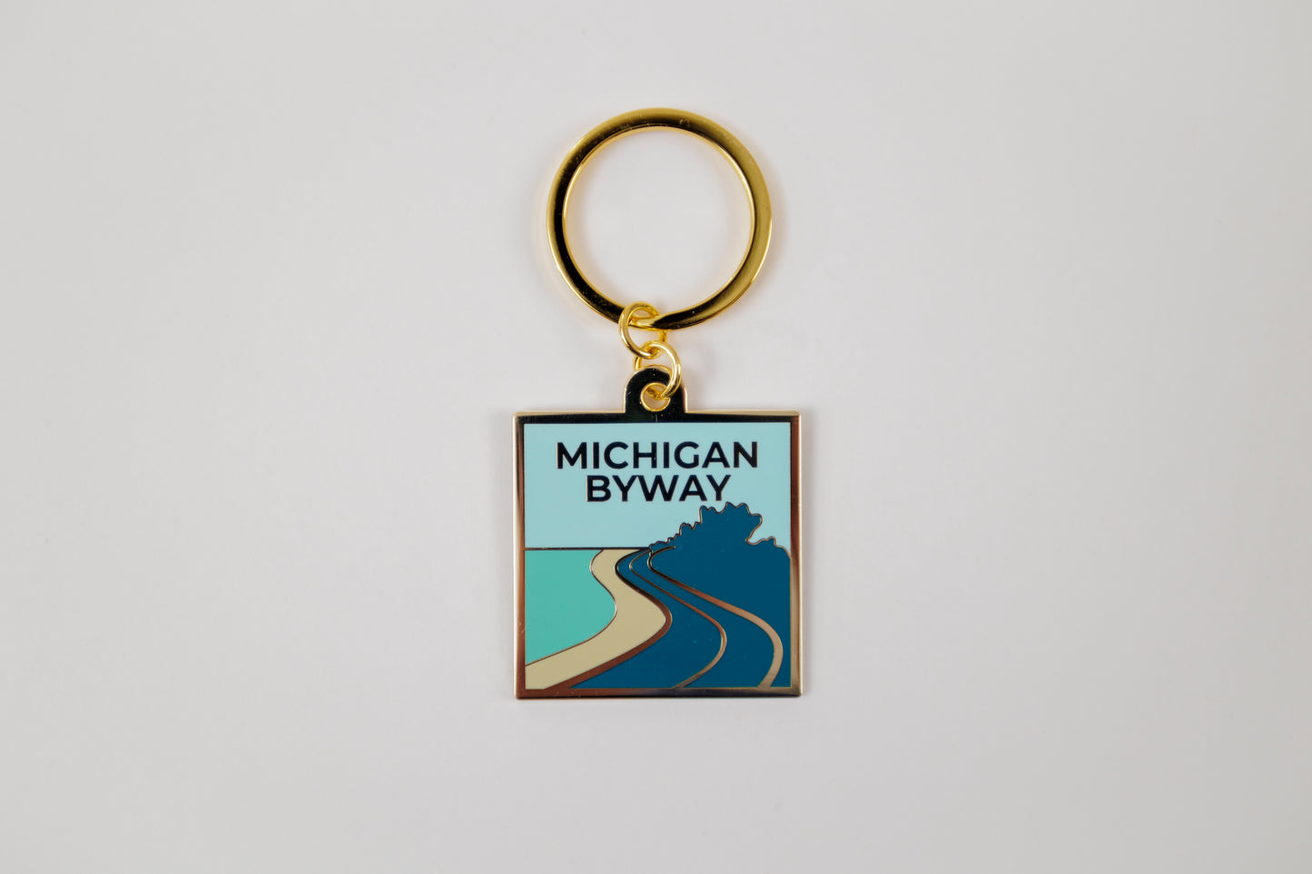 Michigan Byway Enamel Keychain