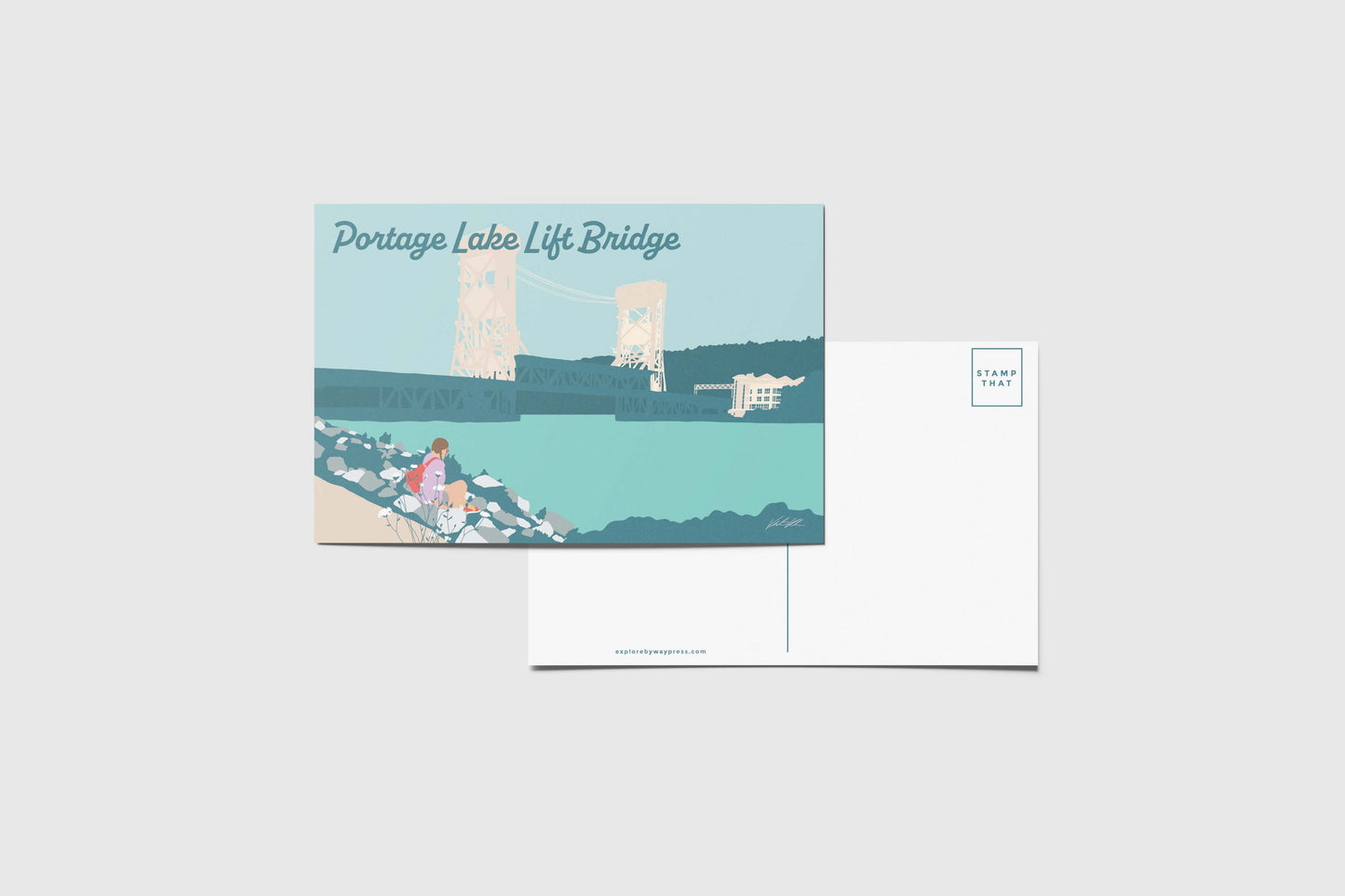 Portage Lake Lift Bridge Travel Postcard