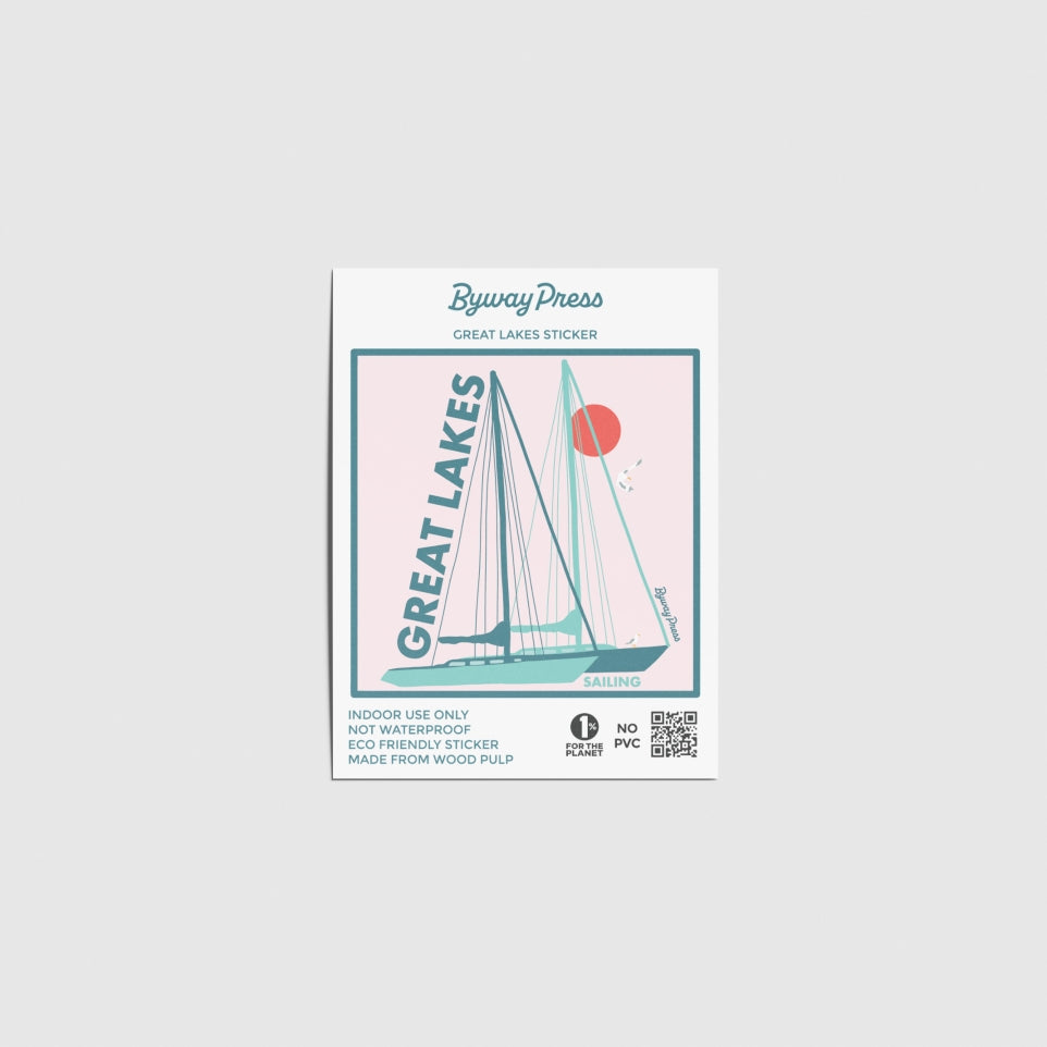 Lake Shape Sticker Great Lakes Sailing Sticker – Byway Press