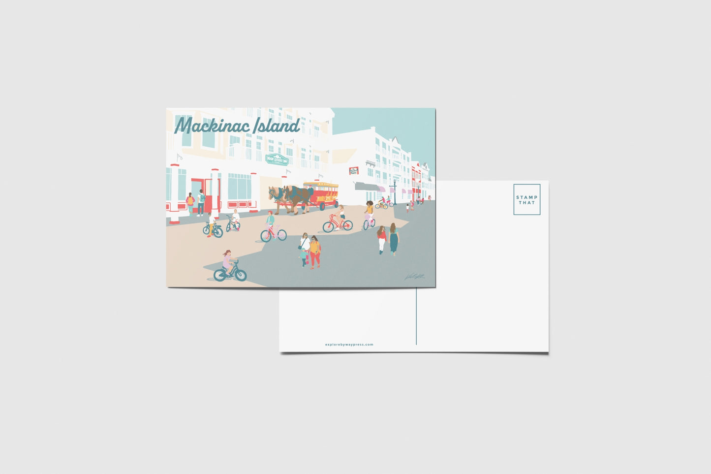 Mackinac Island Main Street Travel Postcard