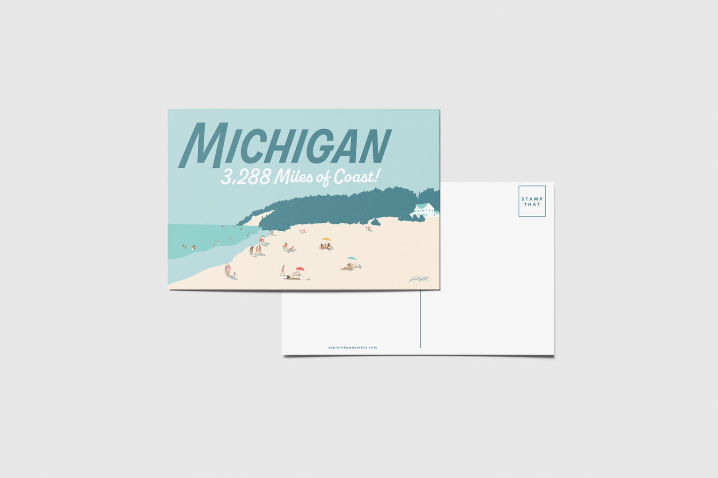 Michigan 3288 Miles of Coast Travel Postcard