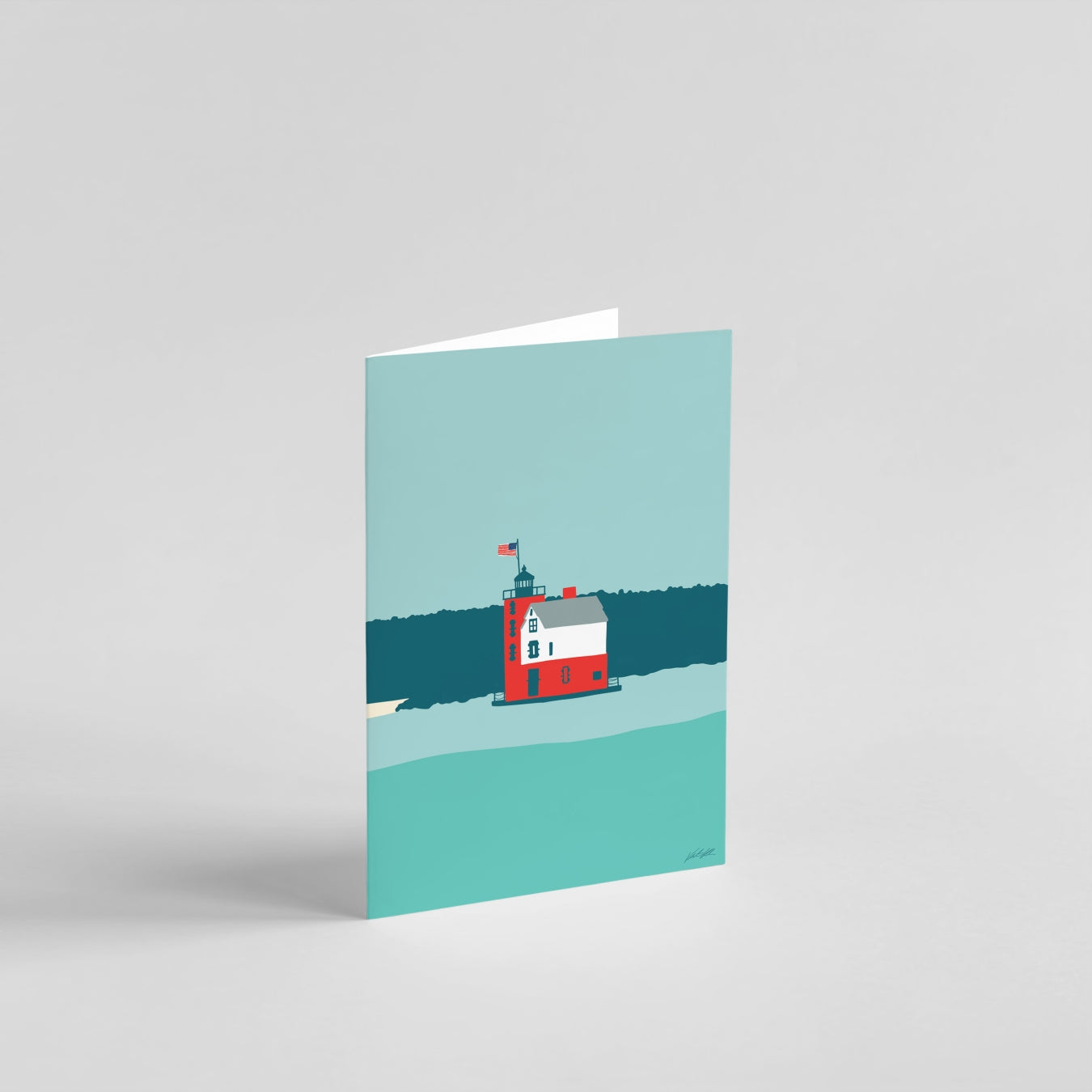 Round Island Lighthouse Greeting Card