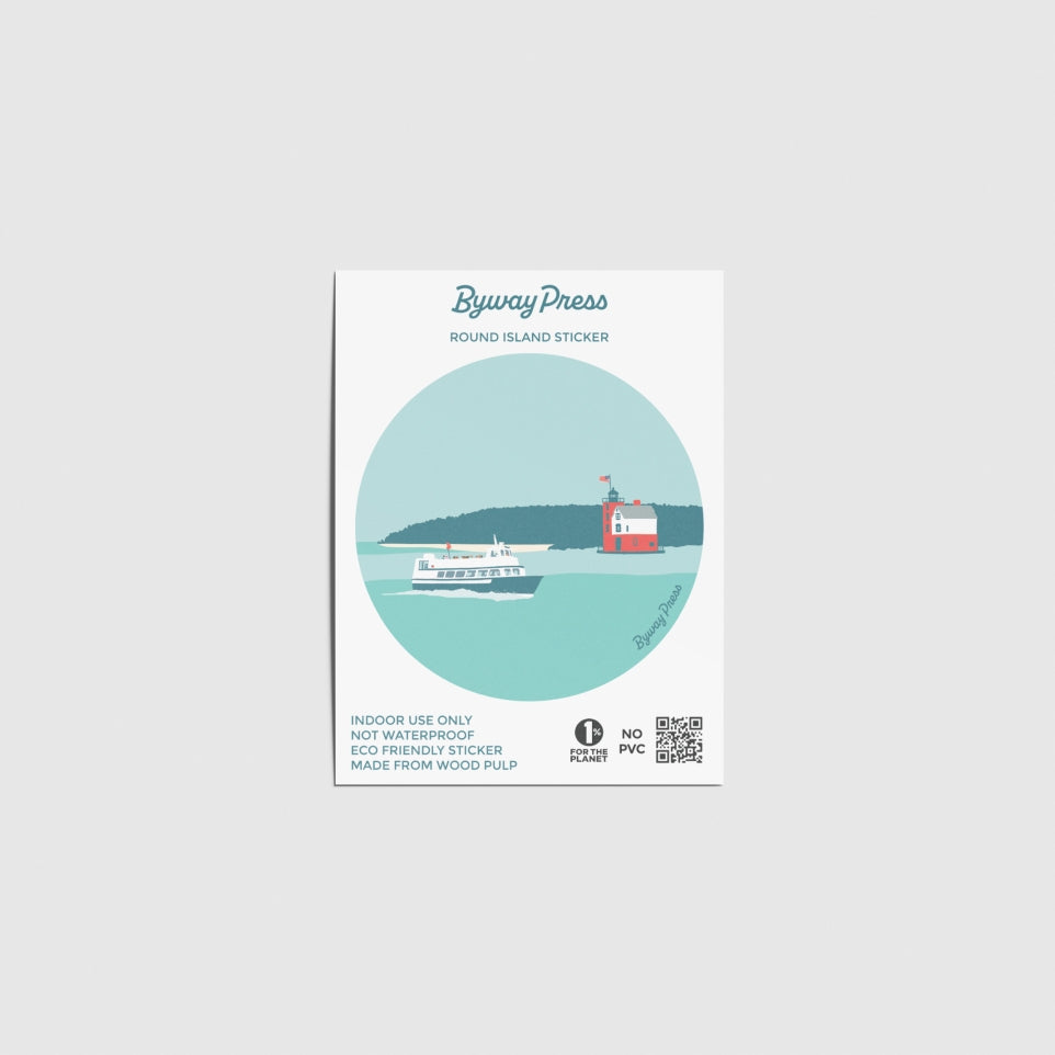 Round Lighthouse Sticker Round Island Lighthouse Circle Sticker – Byway Press